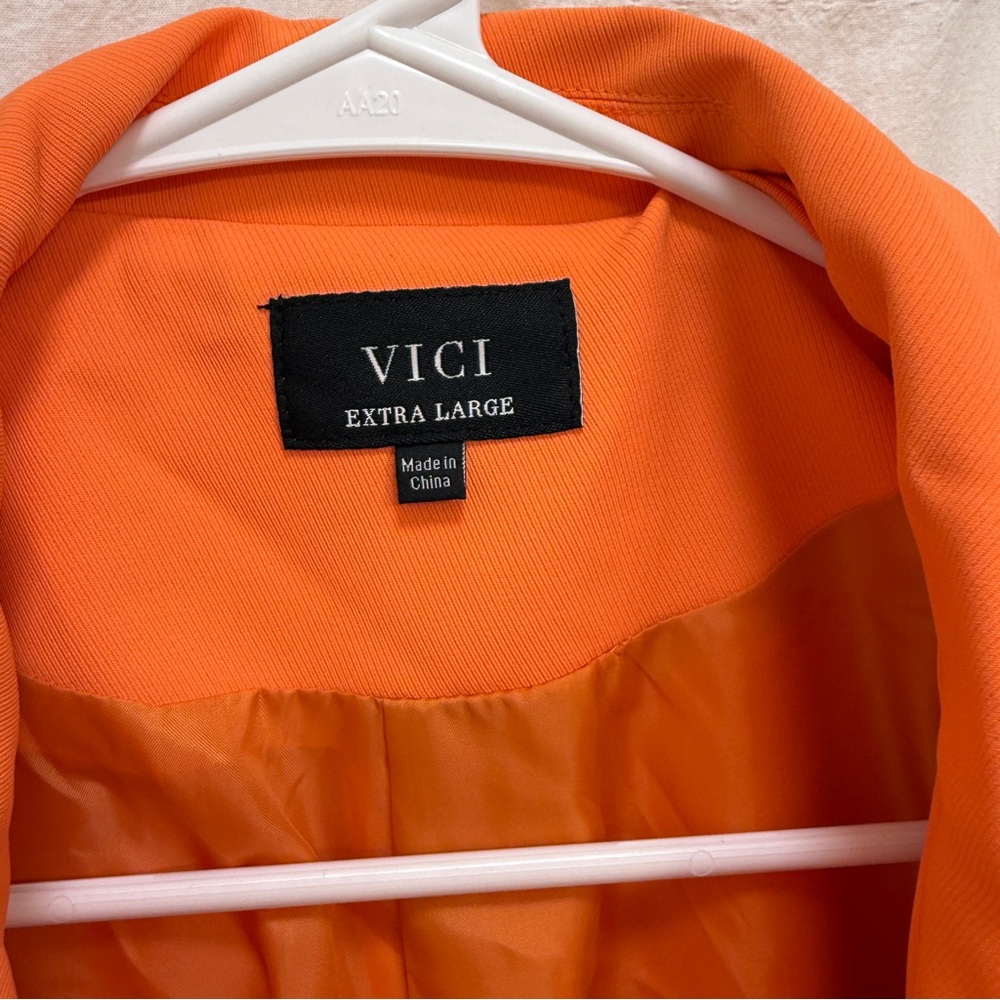 Vici Blazer Jacket Orange Womens XL Button Bold Vibrant Neon - Picture 2 of 4
